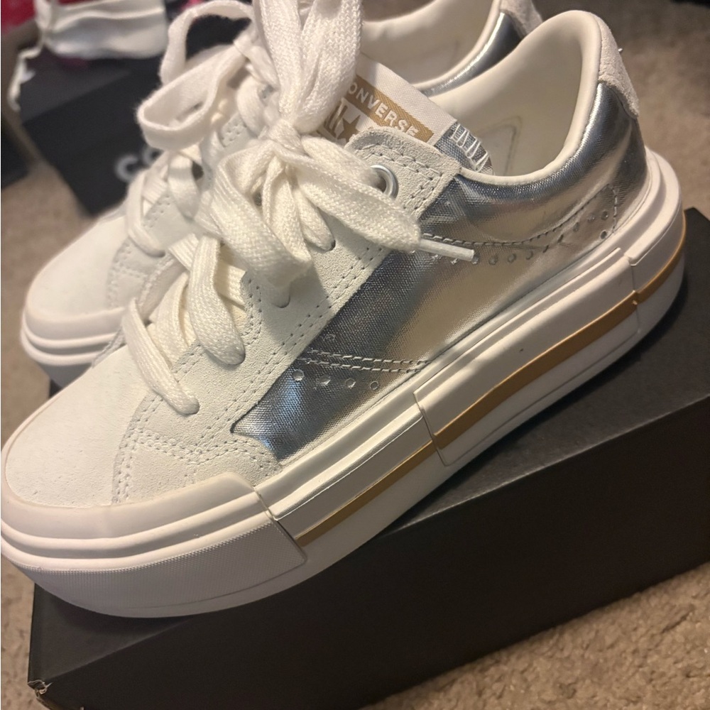 Converse White and Metallic Sneakers